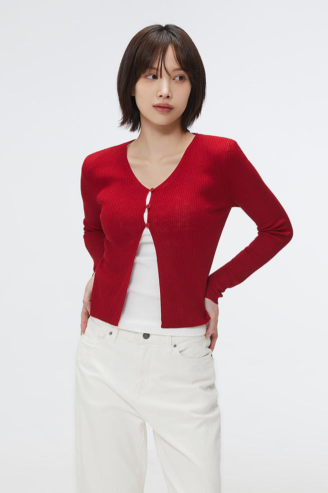 SPAO Women Long Sleeve Rib Knit Cardigan