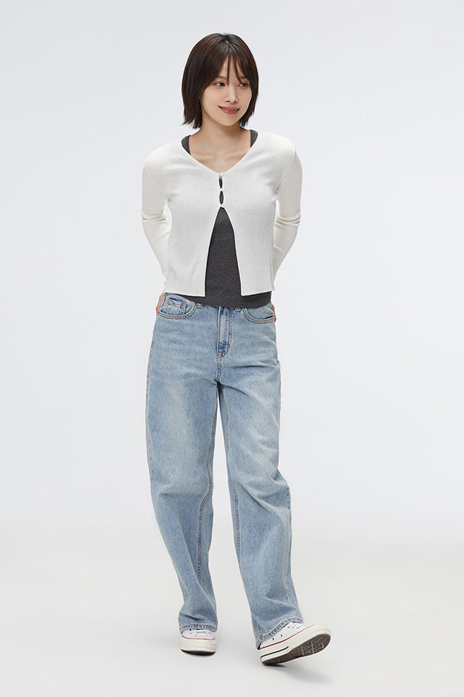 SPAO Women Long Sleeve Rib Knit Cardigan