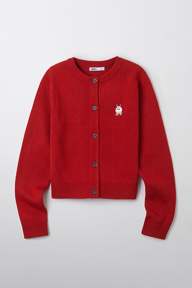 Women Long Sleeve Woodie Crop Cardigan