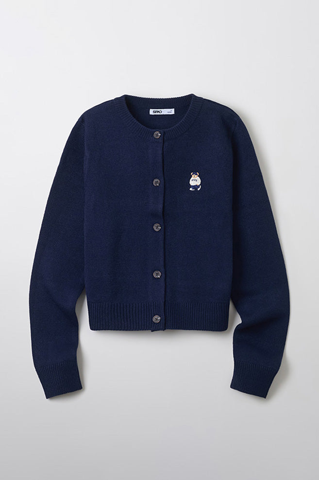 Women Long Sleeve Woodie Crop Cardigan