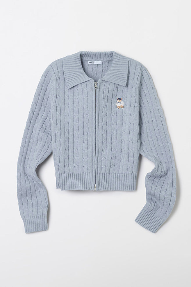 Women Long Sleeve Woodie Zip-Up Collar Cardigan