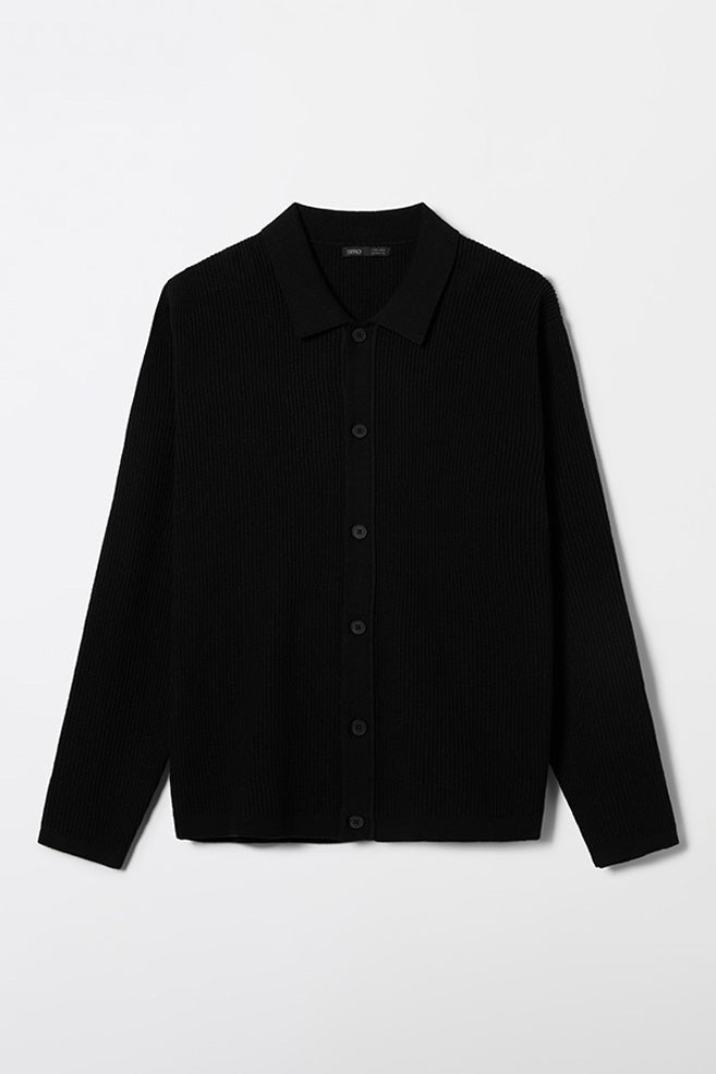 Men Long Sleeve Cotton Blend Collar Cardigan