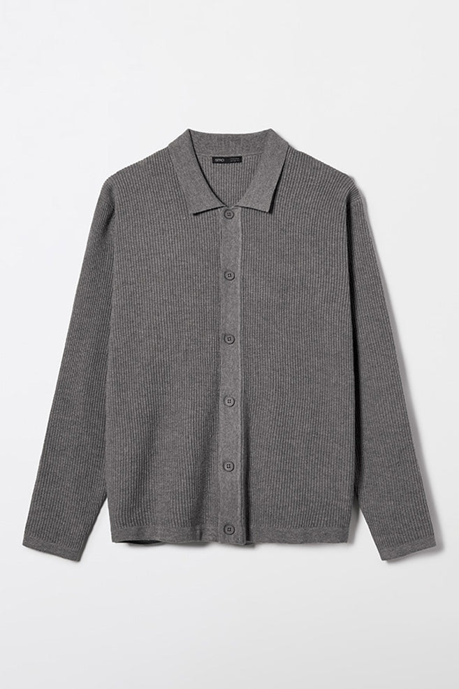Men Long Sleeve Cotton Blend Collar Cardigan