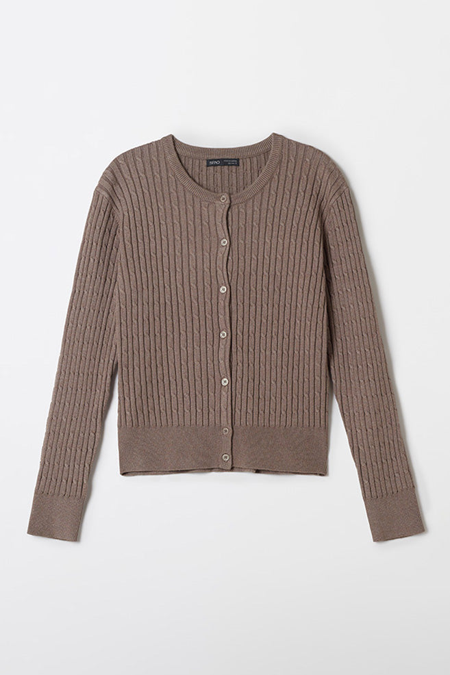 Women Long Sleeve Soft Yarn Cable Cardigan