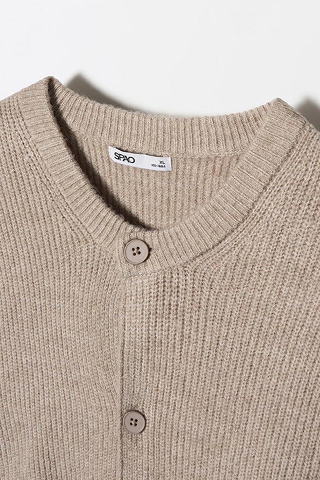 Men Long Sleeve Hachi Round Neck Cardigan