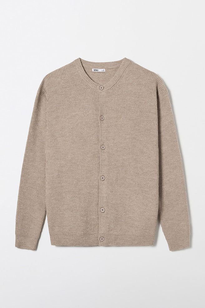 Men Long Sleeve Hachi Round Neck Cardigan