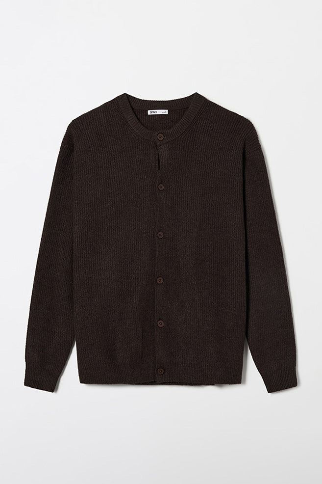 Men Long Sleeve Hachi Round Neck Cardigan