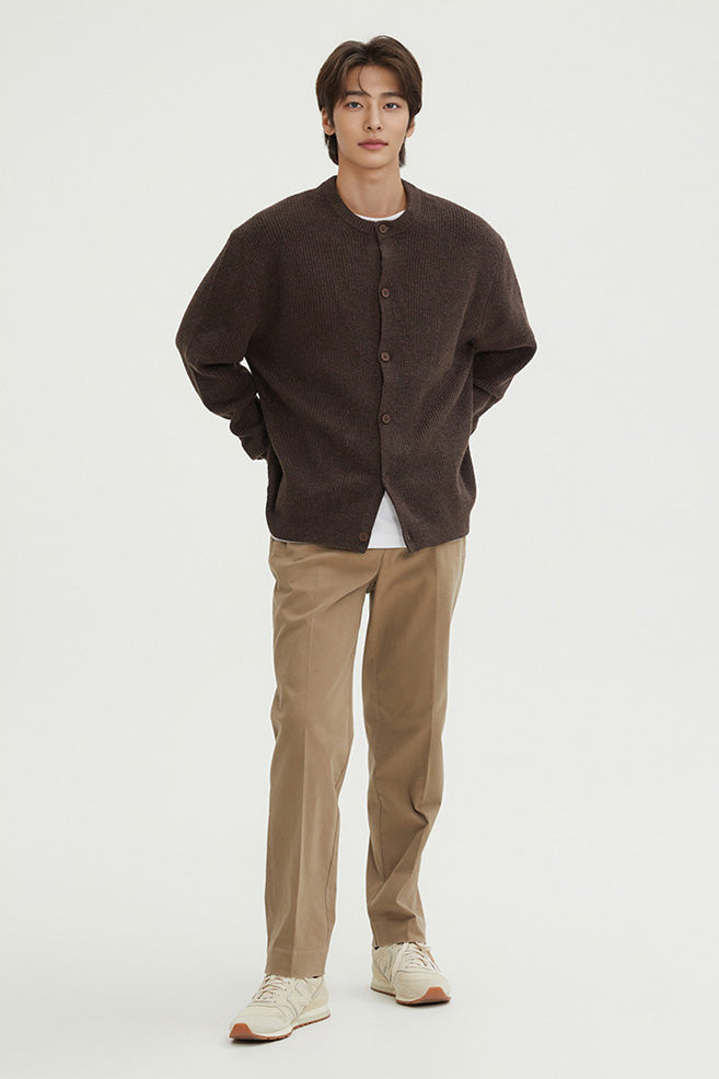 Men Long Sleeve Hachi Round Neck Cardigan