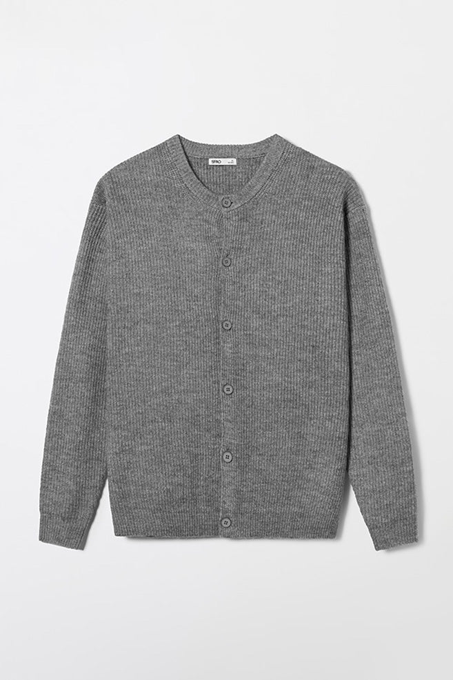 Men Long Sleeve Hachi Round Neck Cardigan