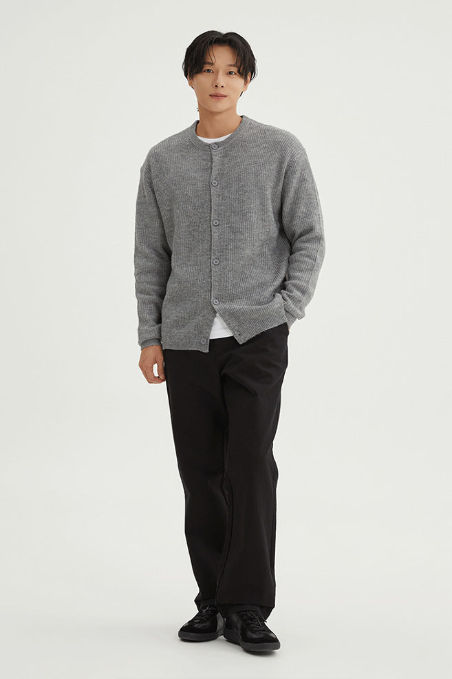Men Long Sleeve Hachi Round Neck Cardigan