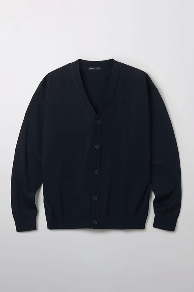 Men Long Sleeve Merino V-Neck Cardigan