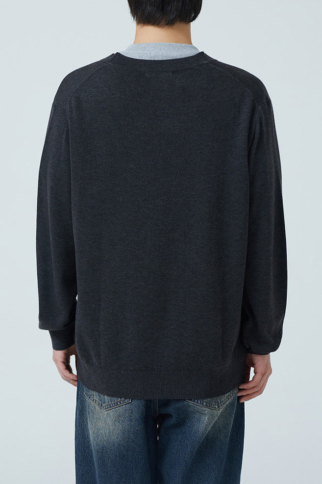 Men Long Sleeve Merino V-Neck Cardigan