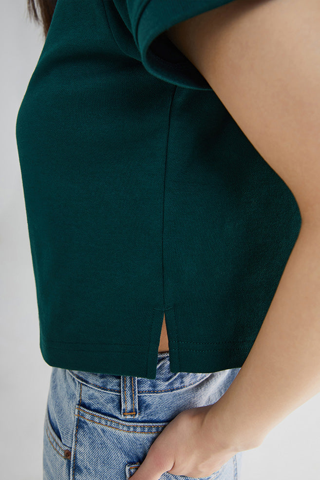 SPAO Women Short Sleeve Woody Crop Polo