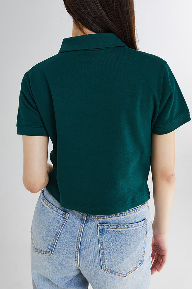 SPAO Women Short Sleeve Woody Crop Polo