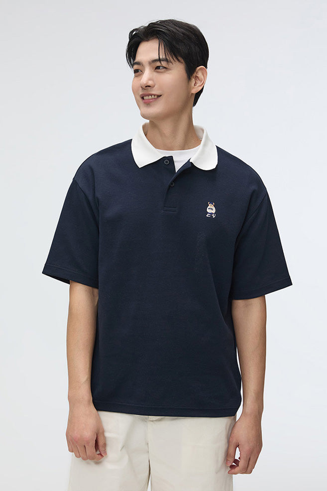 Men Short Sleeve Woodie Polo Tee