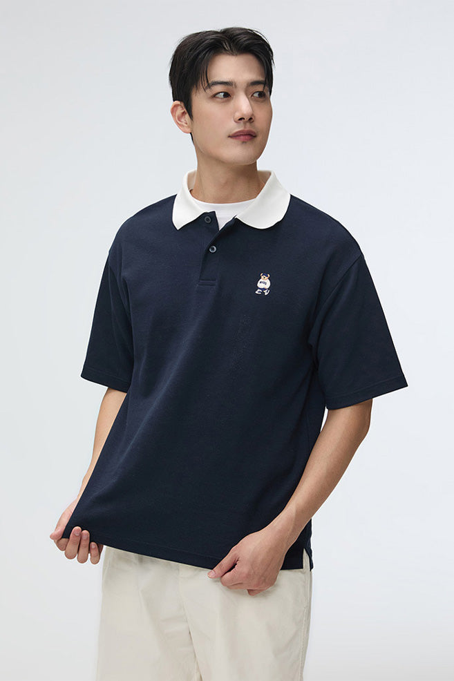 Men Short Sleeve Woodie Polo Tee