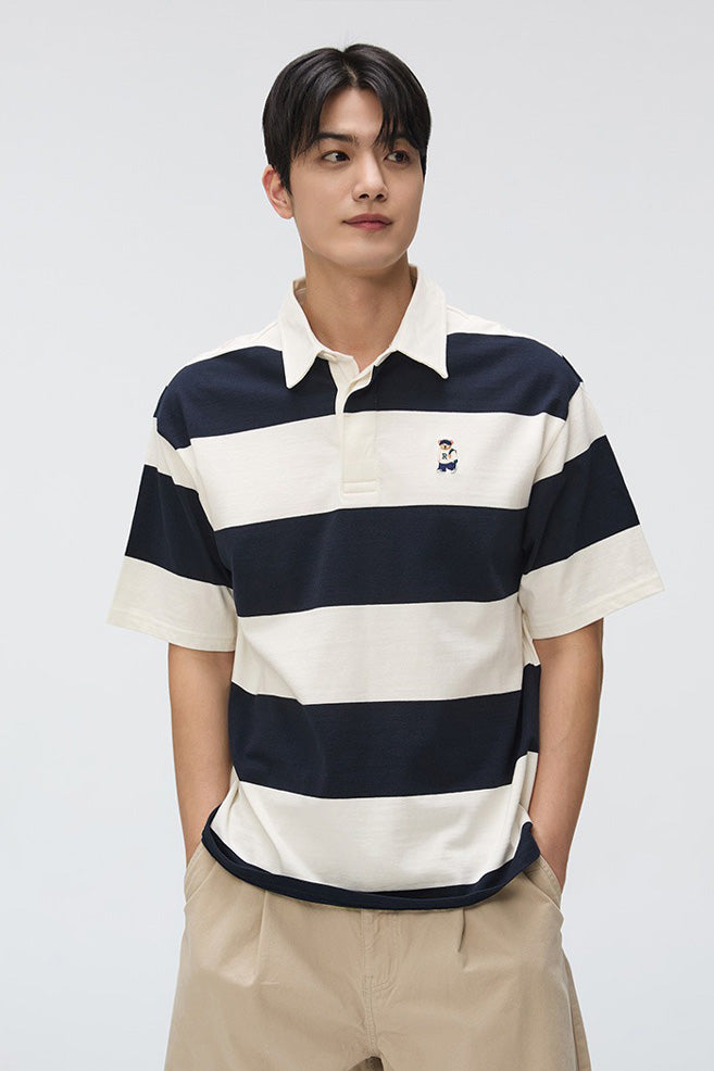Men Short Sleeve Woodie Stripe Tee