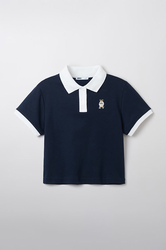 Women Short Sleeve Woodie Crop Tee