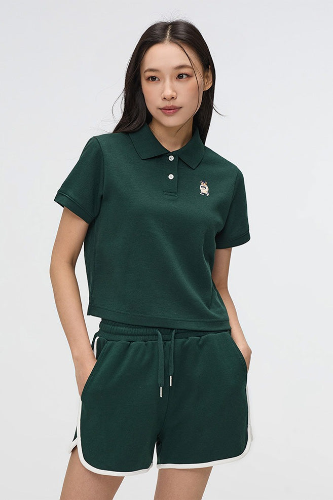Women Short Sleeve Woodie Crop Tee