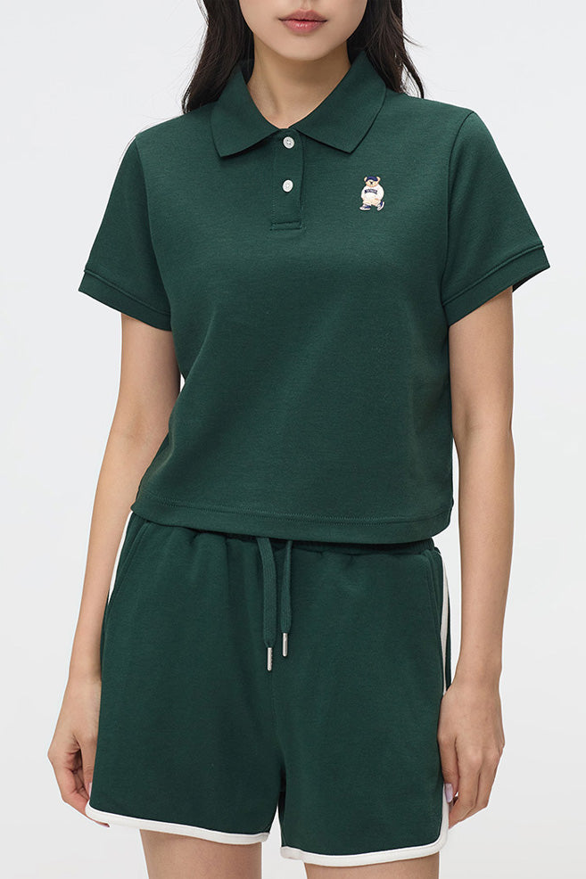 Women Short Sleeve Woodie Crop Tee