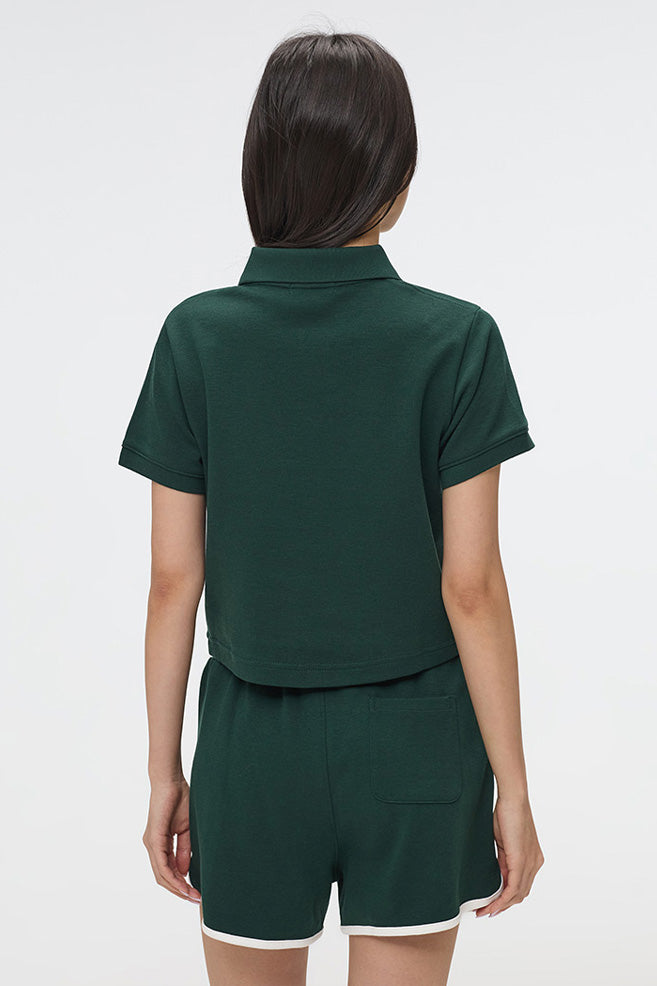 Women Short Sleeve Woodie Crop Tee