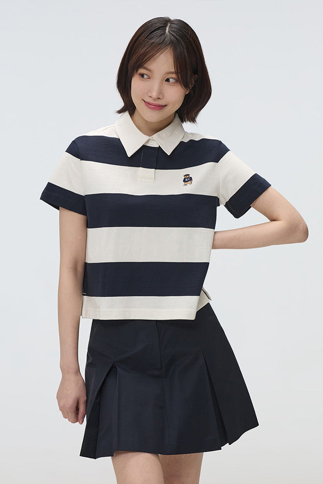 Women Short Sleeve Woodie Stripe Tee
