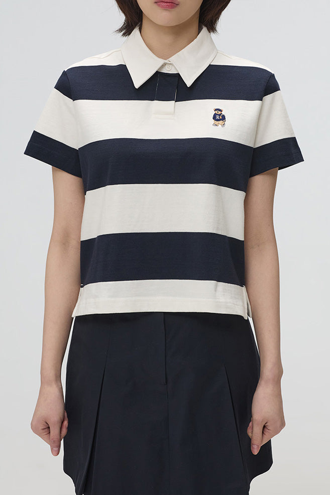 Women Short Sleeve Woodie Stripe Tee