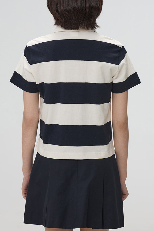 Women Short Sleeve Woodie Stripe Tee