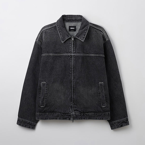 SPAO Men Long Sleeve Denim  Zipup Jacket SPJEF23C02 D/Grey