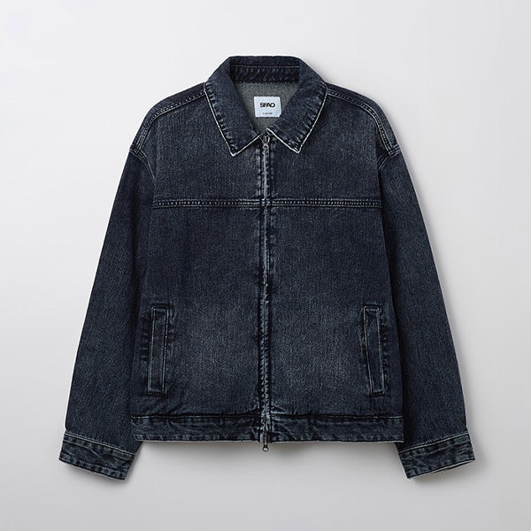 SPAO Men Long Sleeve Denim  Zipup Jacket SPJEF23C02 D/Grey