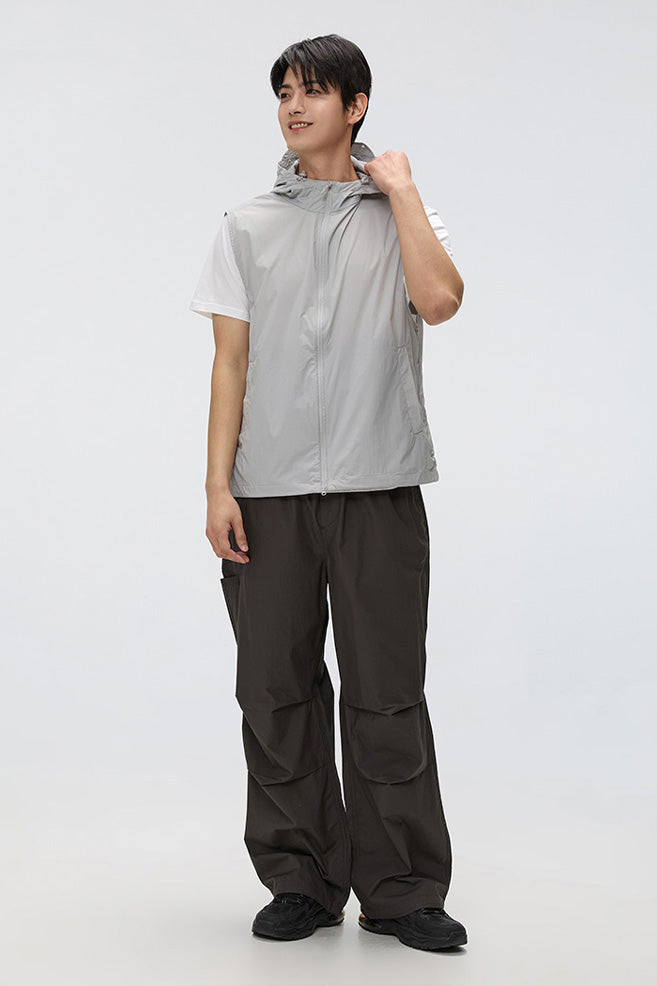 Men Sleeveless Lightweight Hood Vest