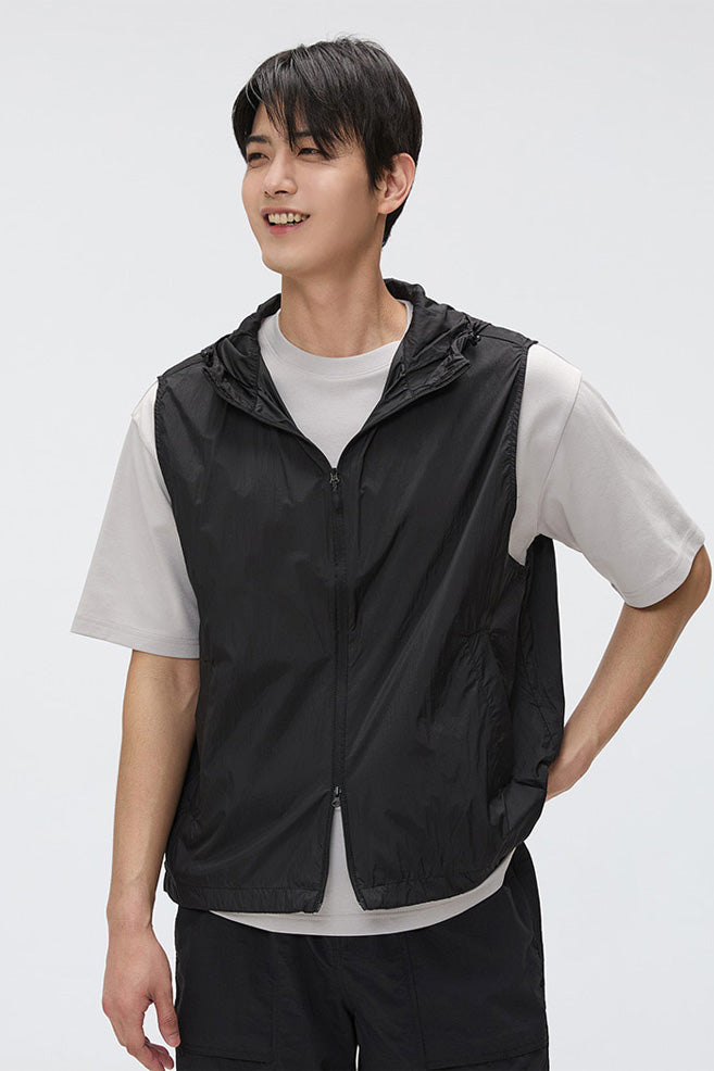 Men Sleeveless Lightweight Hood Vest