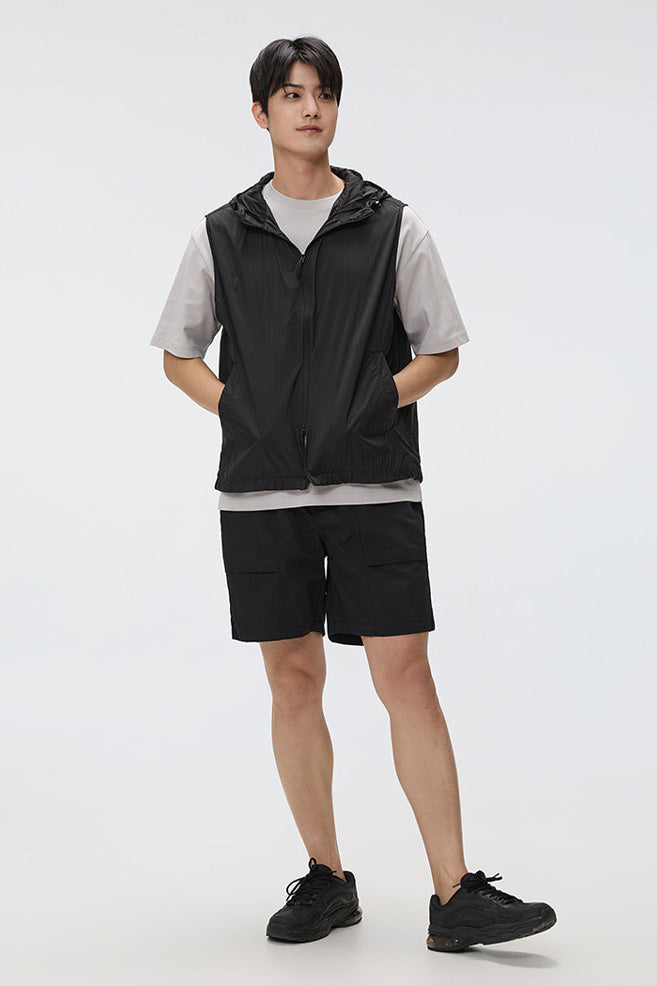 Men Sleeveless Lightweight Hood Vest