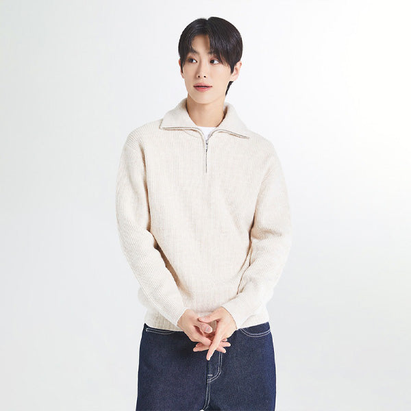 SPAO Men Long Sleeve Half Zip Up Sweater SPKAF11C02 Black