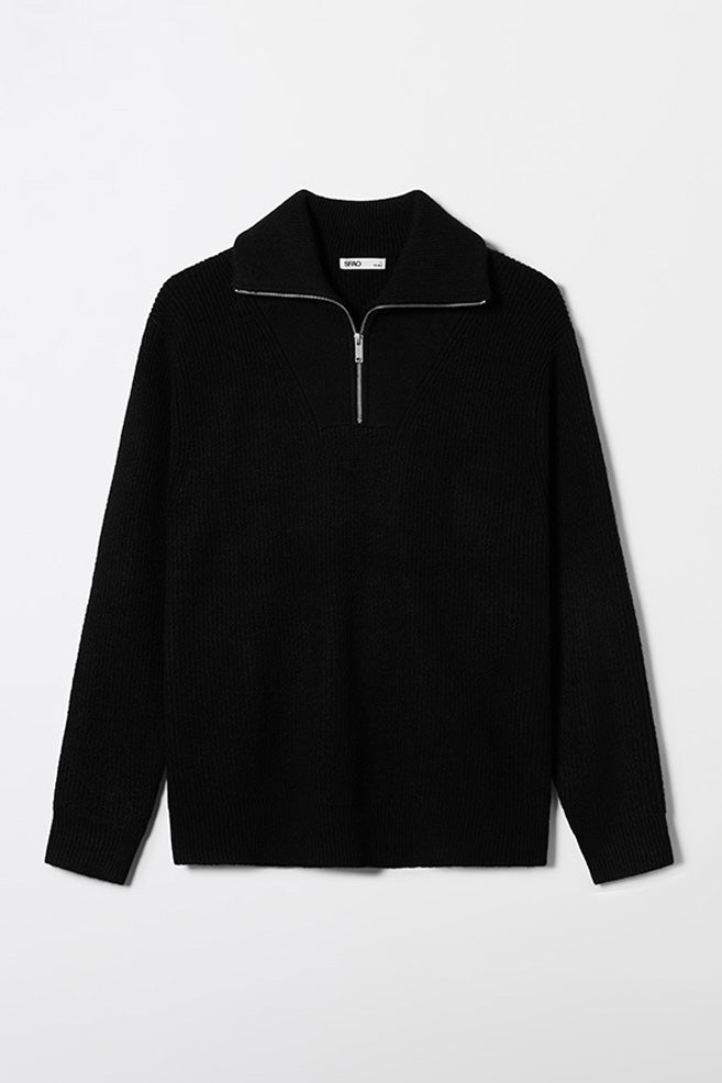 Men Long Sleeve Half Zip-Up Sweater