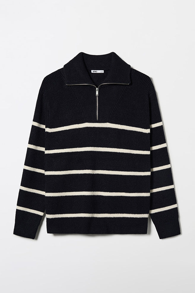 Men Long Sleeve Half Zip-Up Sweater