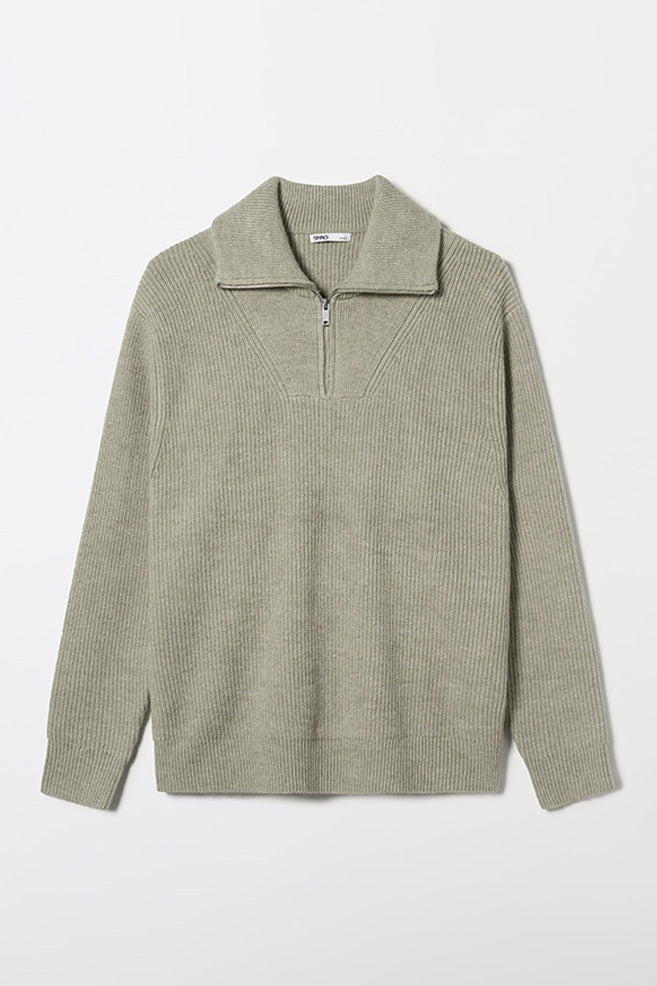 Men Long Sleeve Half Zip-Up Sweater