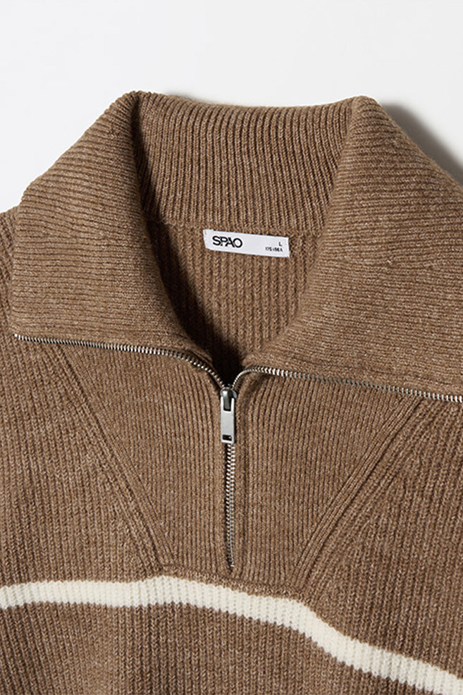 Men Long Sleeve Half Zip-Up Sweater