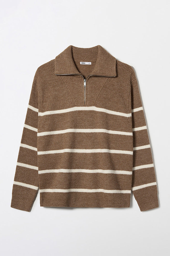 Men Long Sleeve Half Zip-Up Sweater