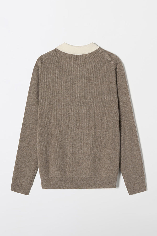 Men Long Sleeve Collar Neck Sweater