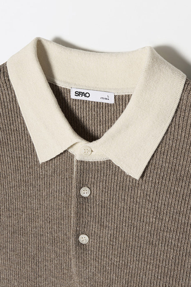 Men Long Sleeve Collar Neck Sweater