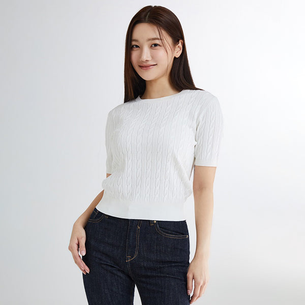 SPAO Women Short Sleeve Pullover SPKWE25G06 Ivory