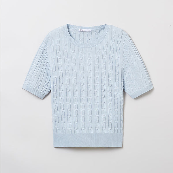SPAO Women Short Sleeve Pullover SPKWE25G06 Light Blue