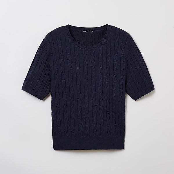 SPAO Women Short Sleeve Pullover SPKWE25G06 Navy