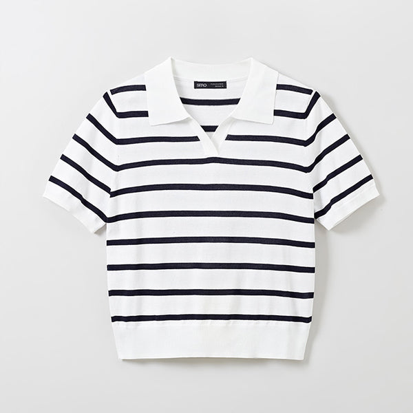 SPAO Women Short Sleeve Collar Pullover SPKWE25W03 Ivory
