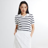 SPAO Women Short Sleeve Collar Pullover SPKWE25W03 Ivory