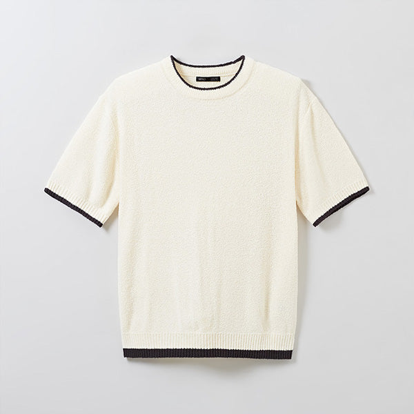SPAO Men Short Sleeve Boucle Pullover SPKWE26M09 Ivory