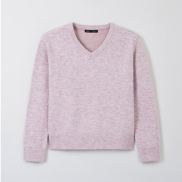 SPAO Women Long Sleeve V Neck Pullover SPKWF12W03 Brown