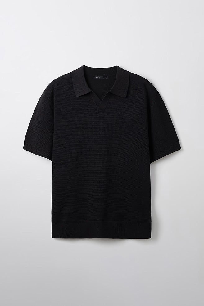 Men Short Sleeve Knit Polo Shirt