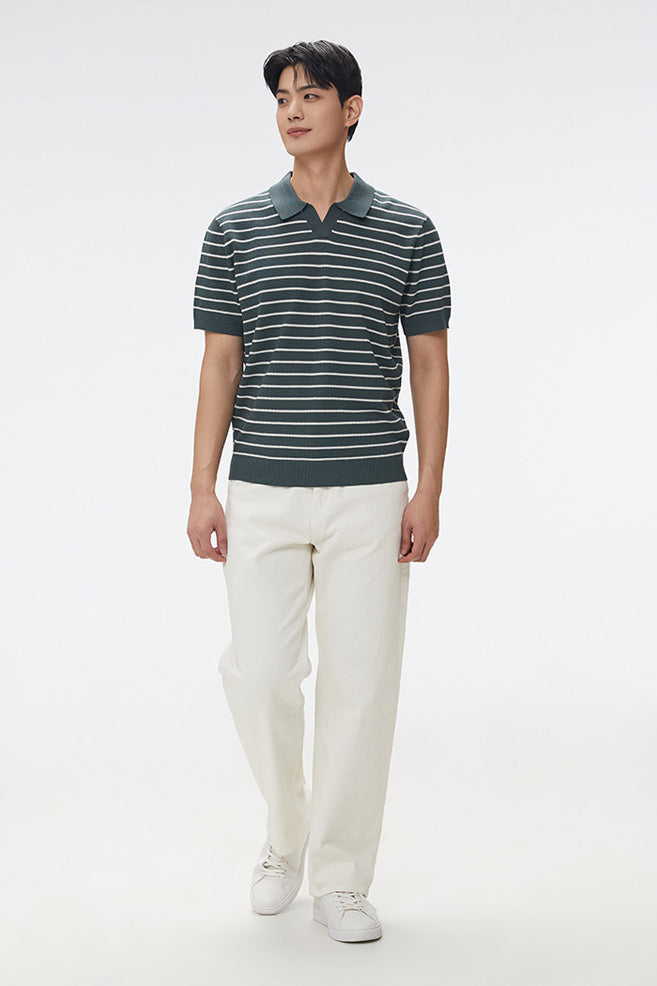Men Short Sleeve Knit Polo Shirt